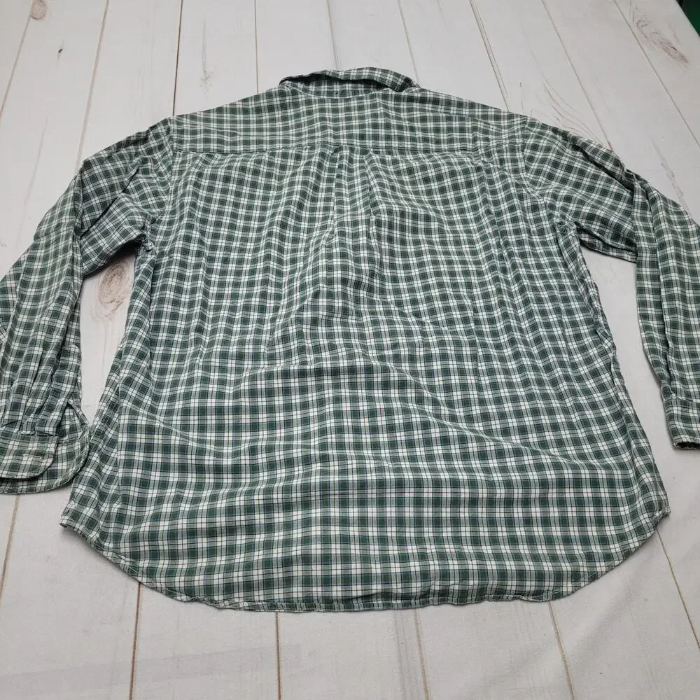 Vintage 90s Abercrombie & Fitch Big Shirt green long sleeve checkered plaid Y2k - Picture 6 of 7